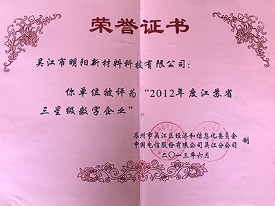 2012年度江蘇省三星級數字企業